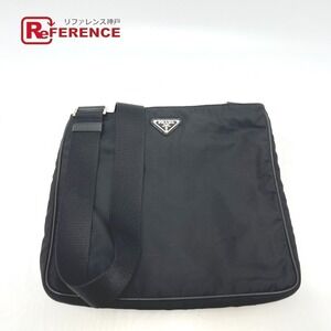 PRADA Triangle Plate Flat Bag Crossbody Shoulder Nero Black